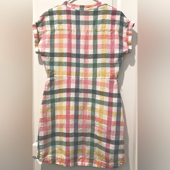 Boden Short Sleeve Evie Linen Shirt Mini Dress in Iguana Party Pink Gingham - Picture 6 of 8